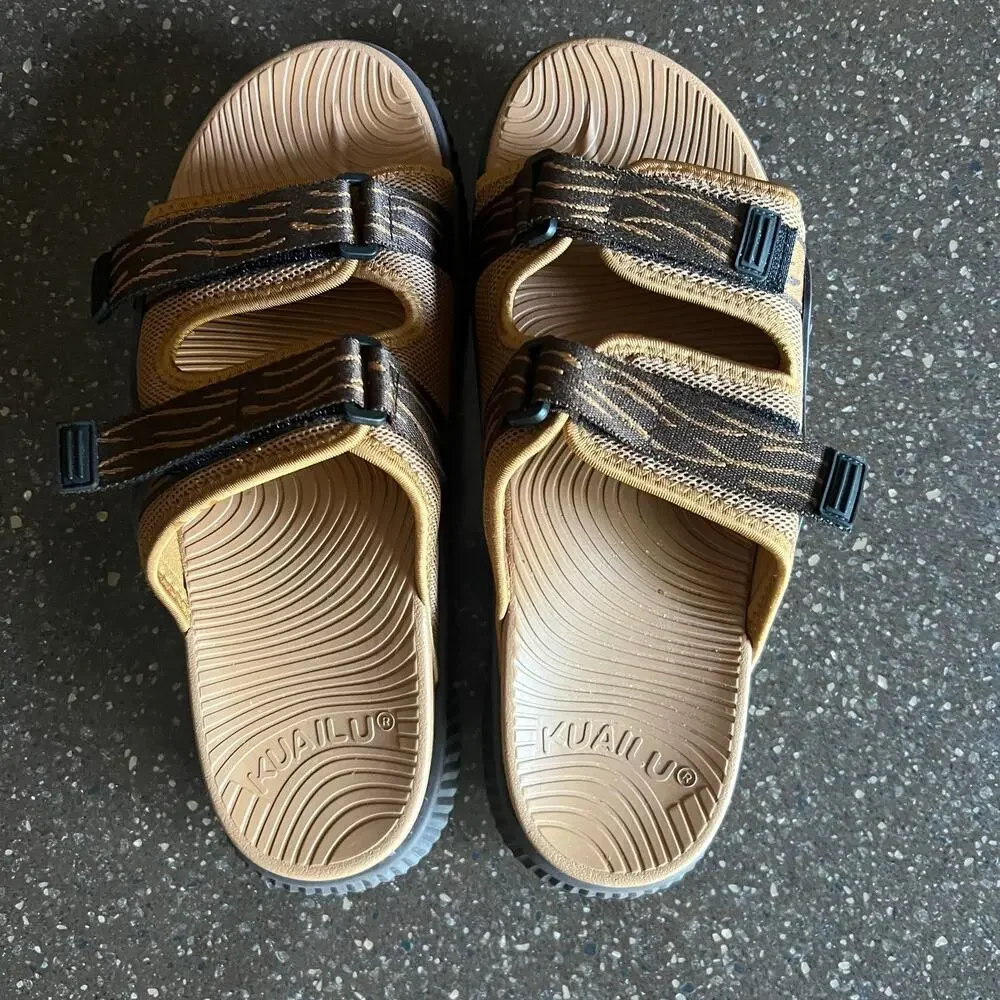 KuaiLu Mens Orthotic Sandals Athletic Arch Support Recovery Walking Slides -13